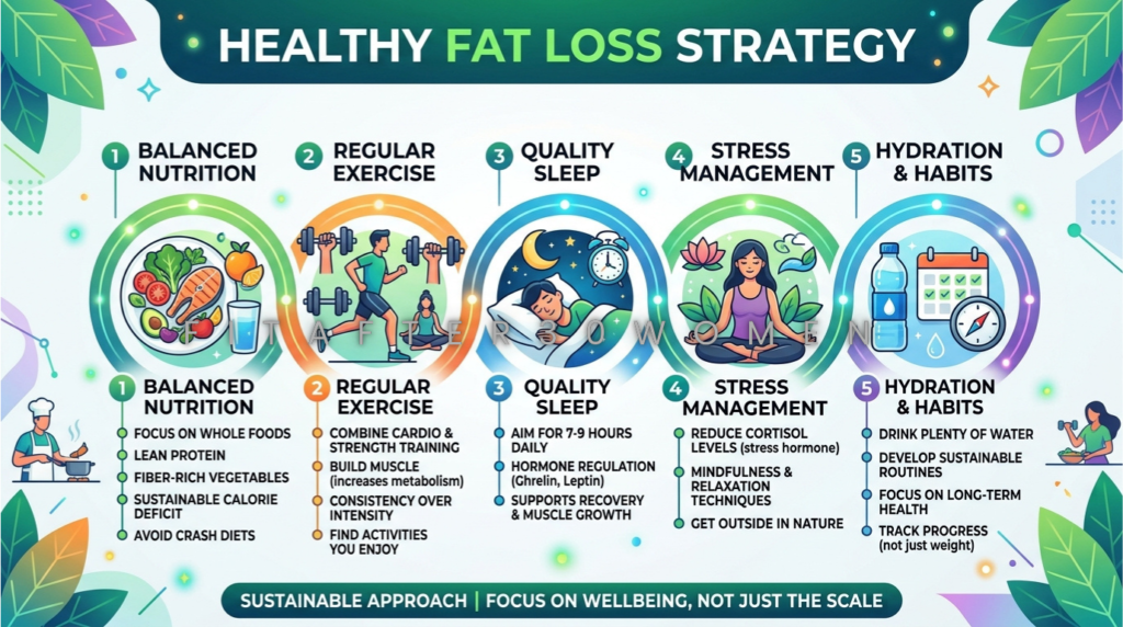 Healthy fat loss strategy combining diet and lifestyle for women