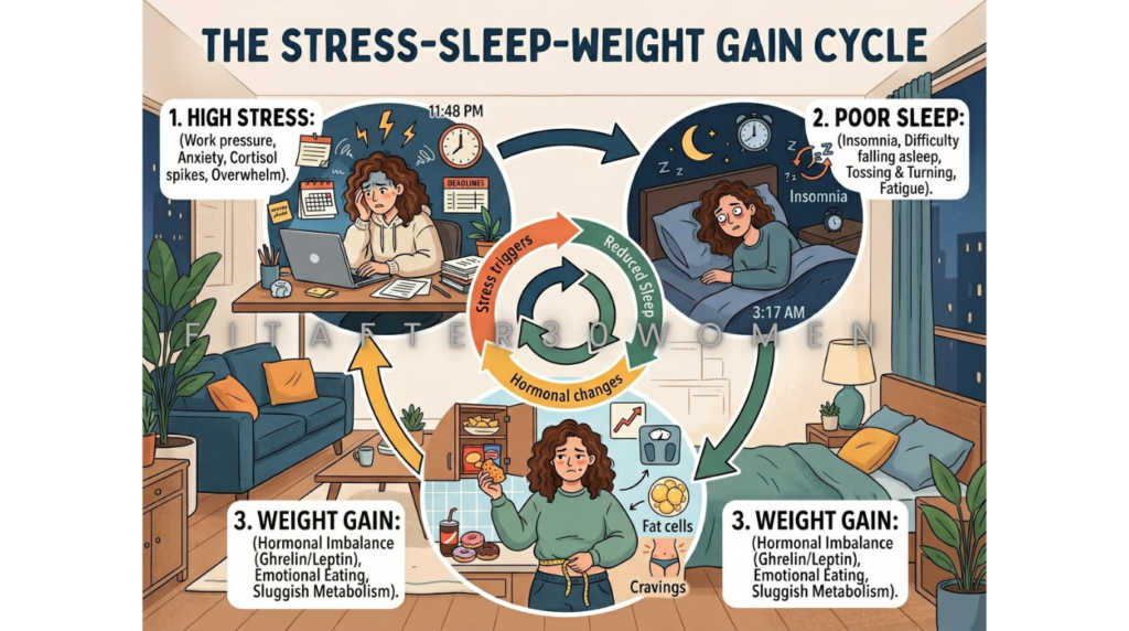Stress and poor sleep causing weight gain and belly fat