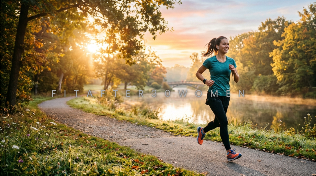 Woman doing morning exercise and sunlight exposure for metabolism