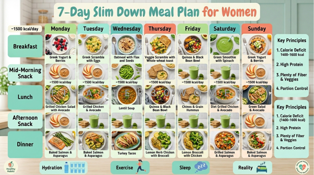 Simple meal plan for weight loss and metabolism boost for women